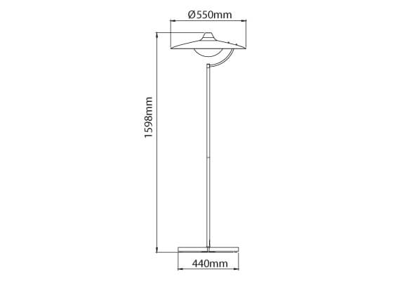 Scheda Tecnica Lampada da Terra Biny Floor in millimetri