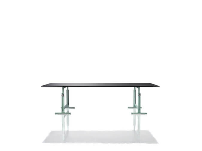 Brut Cavalletti Verde per Tavolo con piano nero / Green Brut Table Trestles with a black top