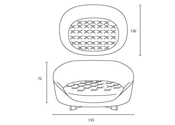 Scheda Tecnica Hill Love Seat divano a due posti in centimetri / Technical Data Sheet in centimeters for Hill Love Seat Sofa