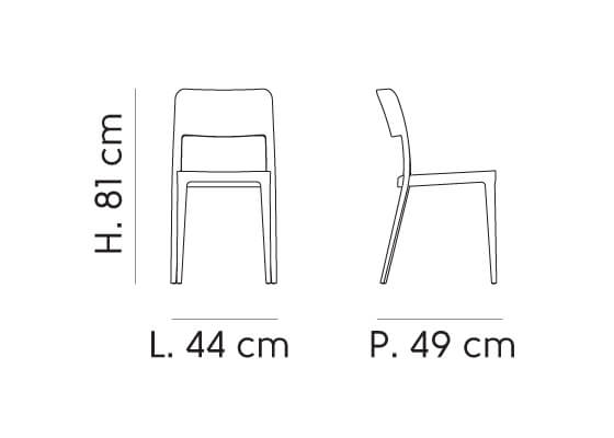 Scheda Tecnica della sedia Nenè in centimetri.