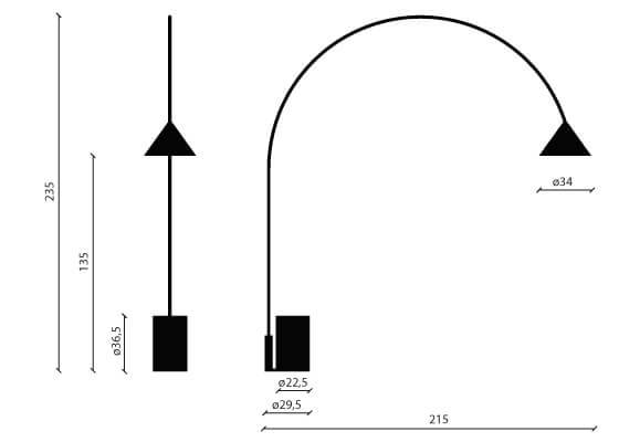 Scheda Tecnica della Lampada da Terra Ozz Floor in centimetri.