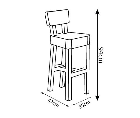 Disegni tecnici di Adorabile Sgabello in lamiera di bidone con annotazioni dimensionali in centimetri.