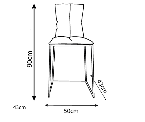 Disegni tecnici di Aria sedia con annotazioni dimensionali in centimetri.