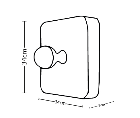 Disegni tecnici di Block Lamp con annotazioni dimensionali in centimetri.