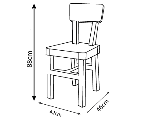 Disegni tecnici di Dora sedia con annotazioni dimensionali in centimetri.