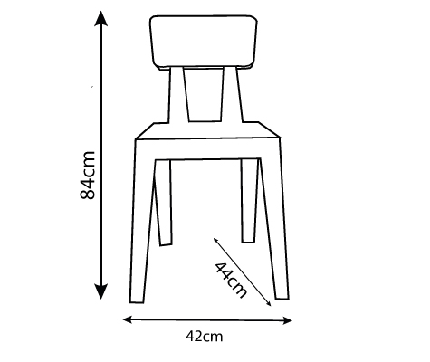 Disegni tecnici di Easydora sedia con annotazioni dimensionali in centimetri.