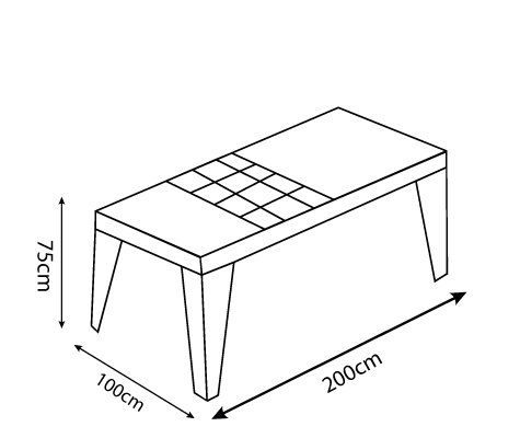 Disegni tecnici di Easytable Tavolo con annotazioni dimensionali in centimetri.