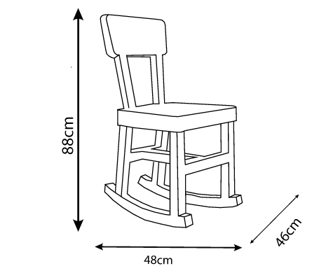 Disegni tecnici di Mecedora sedia con annotazioni dimensionali in centimetri.