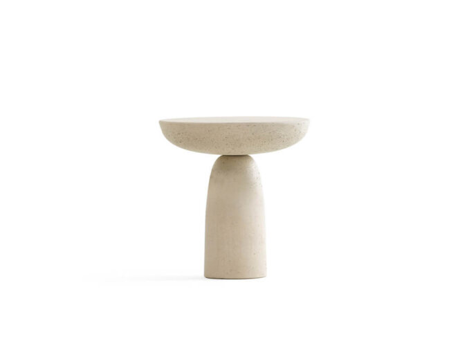 Coffee Table Olo di diametro 50 cm e altezza 47 cm in cemento colore Avorio.