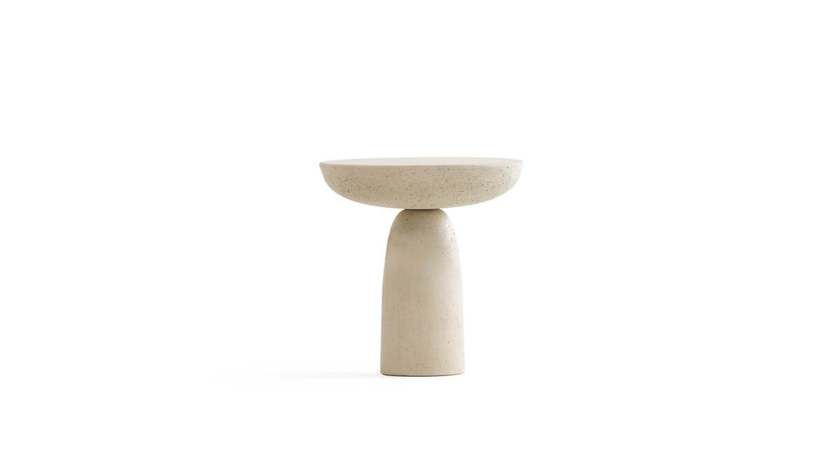 Coffee Table Olo di diametro 50 cm e altezza 47 cm in cemento colore Avorio.