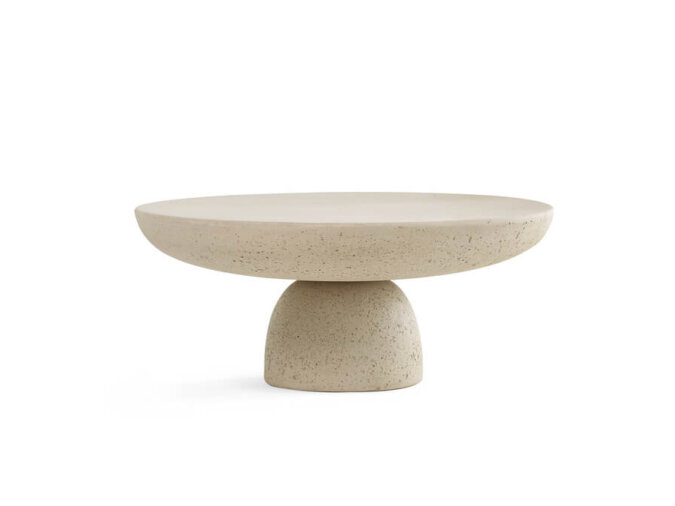 Coffee Table Olo di diametro 70 cm e altezza 33 cm in cemento di colore Avorio.
