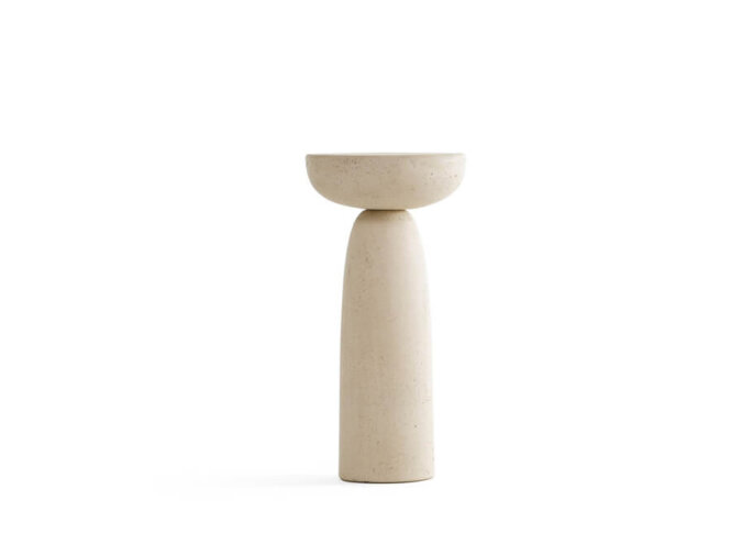 Coffee Table Olo di diametro 30 cm e altezza 61 cm in cemento di colore Avorio.