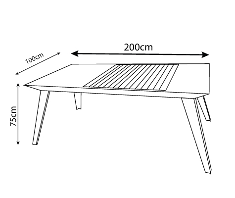 Disegni tecnici di Pitagora Tavolo con annotazioni dimensionali in centimetri.