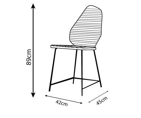 Disegni tecnici di Rock Chair Sedia con annotazioni dimensionali in centimetri.