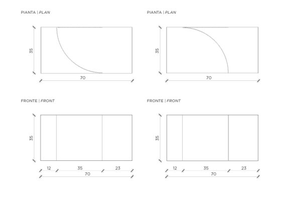 Scheda Tecnica di Judd pensile contenitore a parete con misure in centimetri.