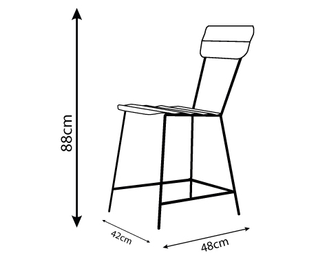 Disegni tecnici di Wave Chair Sedia con annotazioni dimensionali in centimetri.